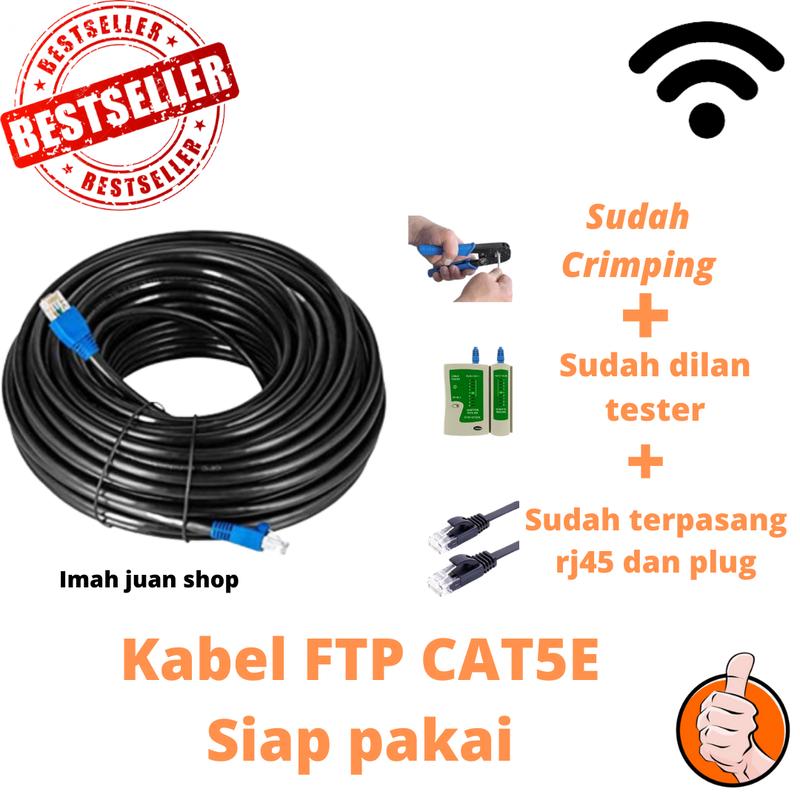 KABEL LAN FTP CAT5E OUTDOOR 60 METER SIAP PAKAI - Shop | Tokopedia