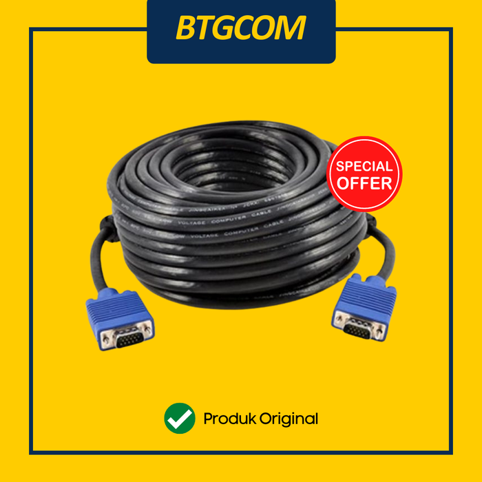 Gambar KABEL VGA MALE TO VGA MALE D-SUB HIGH QUALITY NETLINE CABLE FOR MONITOR PC/PROJECTOR/PROYEKTOR 20M 20 M METER dari btgcom Kota Denpasar Tokopedia