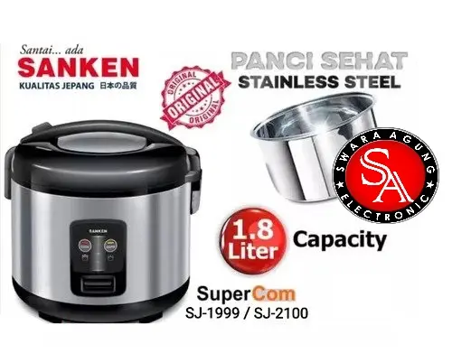 Rice cooker Stainless Steel Sanken Type: SJ-1999 (Khusus Medan-GOSEND)