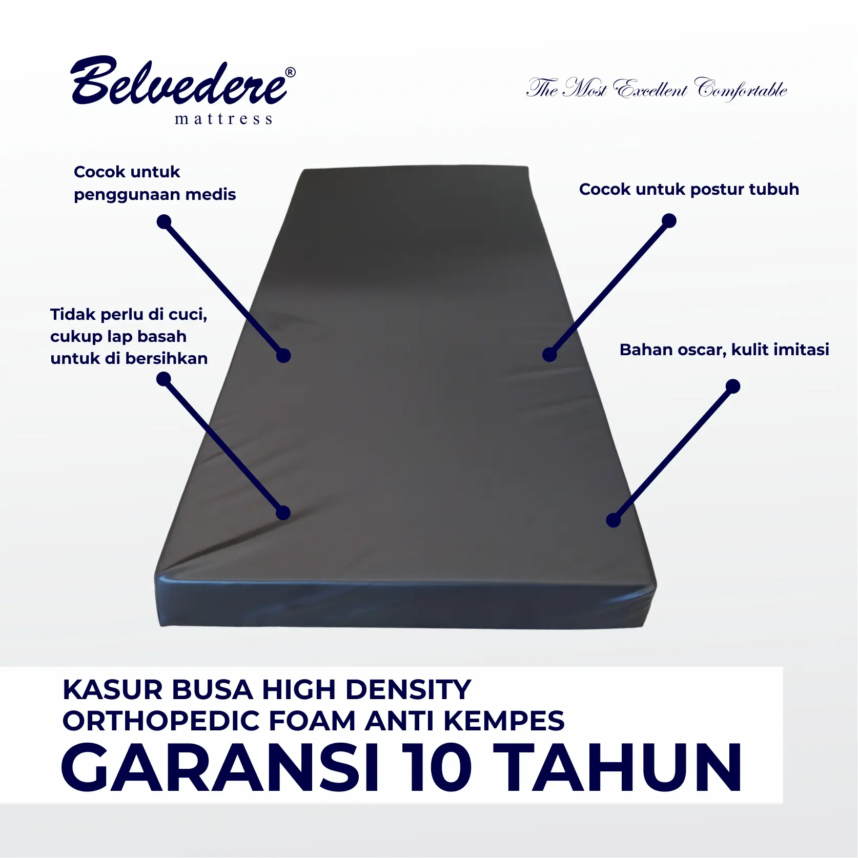 Belvedere Matras Easy Clean Oscar Tebal 14cm - Mudah Di Bersihkan / Cocok Untuk Medis