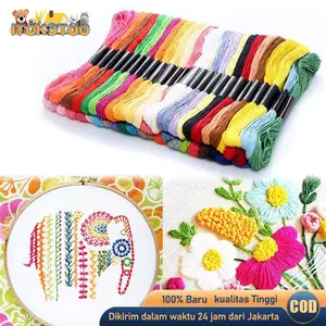 24 50 Warna Paket Benang Sulam Set Import Embroidery Floss Thread