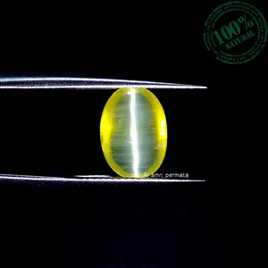 Batu Opal Cat Eye Natural Warna Kuning Bensin Original Bergaransi