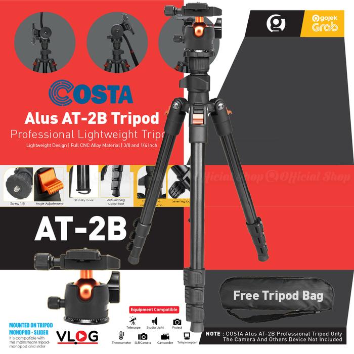 Gambar COSTA Alus AT-2B Professional Tripod with Ball Head Magnesium Alloy dari G-Rex Kota Administrasi Jakarta Barat Tokopedia