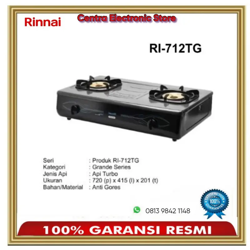 Kompor Gas 2 Tungku Rinnai RI 712TG 712 TG Kompor Gas Rinai Api Turbo 1