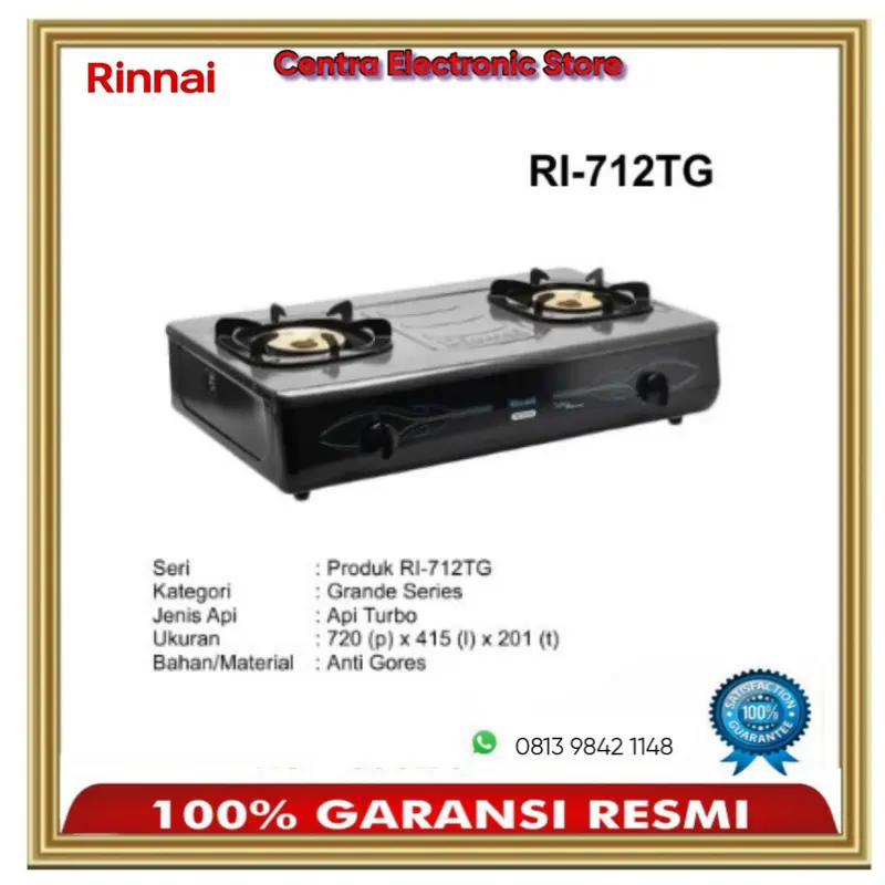 Kompor Gas 2 Tungku Rinnai RI 712TG 712 TG Kompor Gas Rinai Api Turbo 2