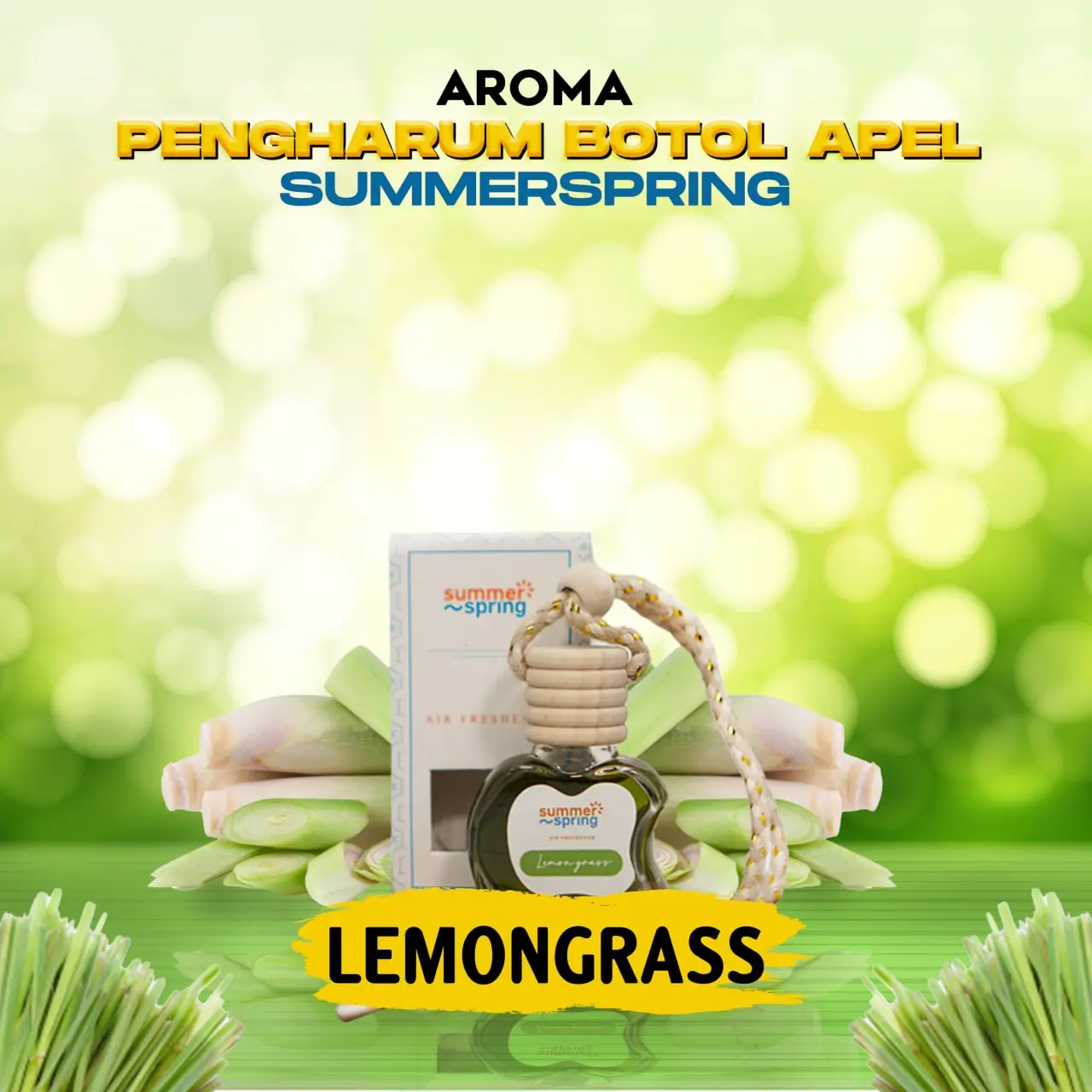 Pengharum Mobil / Ruangan Botol Apel Wangi Lemon grass 10ML