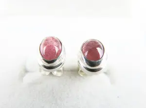 Anting Perak 925 Dengan Permata Ruby Berwarna Merah Muda