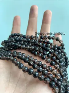 natural batu bulu monyet hitam 6mm kristal black media kesehatan akik