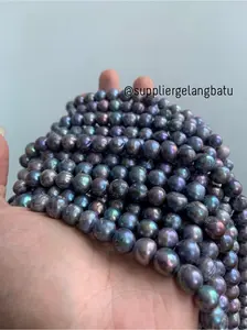 Mutiara Air Tawar Barok BLACK DIAMOND 8 x 12mm Bulat baroq pearl HITAM