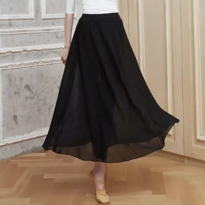 Rok Mesh Celana Legging Panjang 2in1 Balet Dance Senam Olahraga Casual 1