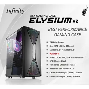 Casing Infinity Elysium V2 - Gaming Case ATX Mid Tower + 3 Fan RGB