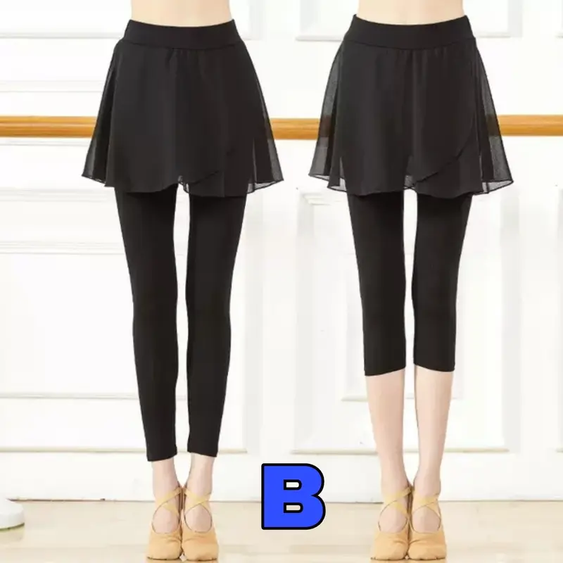 Rok Mesh Celana Legging Panjang 2in1 Balet Dance Senam Olahraga Casual 4