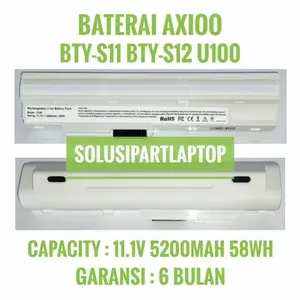 baterai AXIOO PICO / MSI Wind U90, U100, Series / BTY-S11, BTY-S12 W Laptop White
