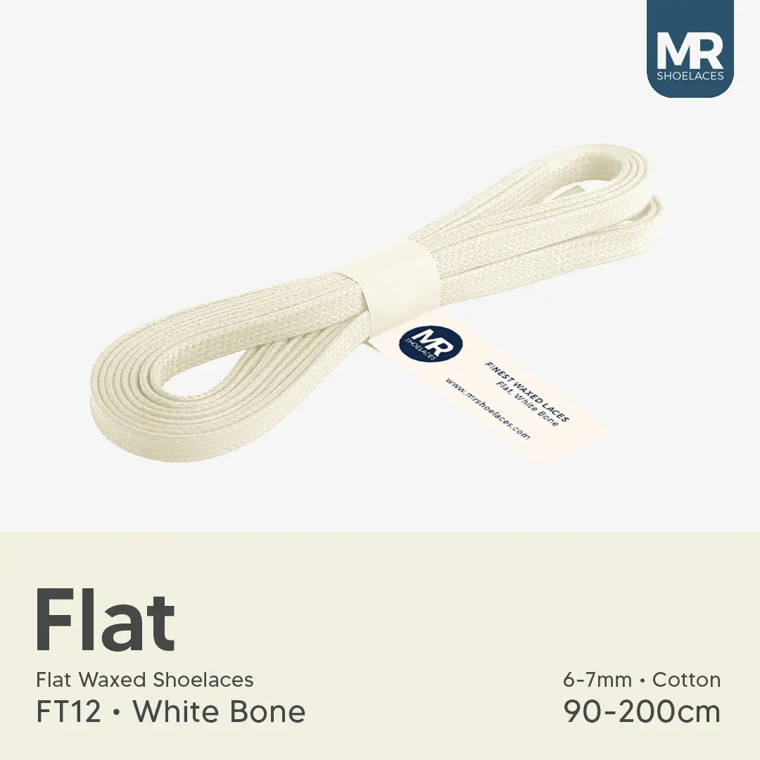 MR Shoelaces FT12 White Bone Tali Sepatu Pipih Flat 6-7mm 90cm-200cm