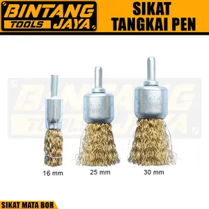 Mata sikat bor Sikat Kawat Besi Wire Brush-PEN Tangkai Pen Diameter 16mm 25mm 30mm Bahan Steel