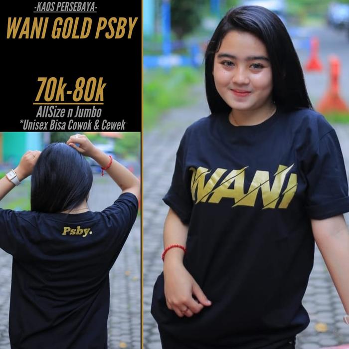Gambar kaos Persebaya wani hitam sablon emas dari Totalnekat merchandise1927 Kota Surabaya Tokopedia