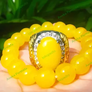 Gelang Dan Cincin Titanium Batu Giok Kuning Top Color