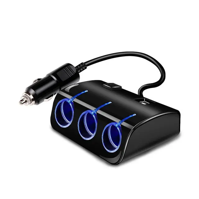 3 Way Car Cigarette Lighter Socket Splitter Dual USB Charger DC 12V/24 0