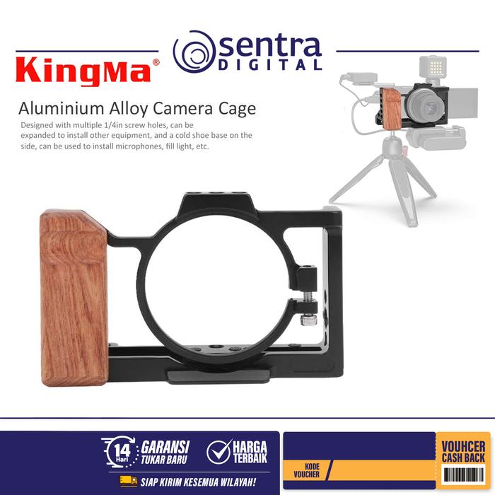 Gambar KINGMA Camera Rig Cage for Sony ZV1 with Wooden Handle Grip dari Sentra Digital Kota Surabaya Tokopedia