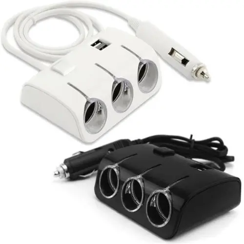 3 Way Car Cigarette Lighter Socket Splitter Dual USB Charger DC 12V/24 1