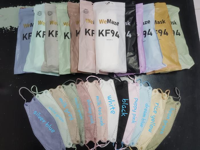 Gambar masker korea 3d kf94 warna pink-biru-merah-abu-ungu-oren-hot pink 10pc dari velvetshop Kota Administrasi Jakarta Pusat Tokopedia