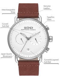 Gambar SKANDI Jam Tangan Pria Analog Minimalis Chrono Gunther Royal Chestnut dari Skandi Indonesia_NEW Kota Surabaya 2 Tokopedia