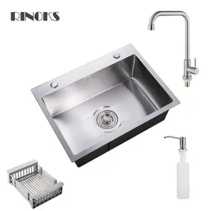 RINOKS Bak Cuci Piring 1 lubang Stainless tebal ant karat 55cm lengkap