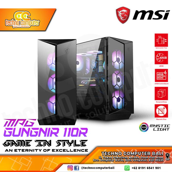 Gambar CASING GAMING MSI MPG GUNGNIR 110R Inc 4pcs ARGB Fan - ATX Gaming Case dari Techno Computer Bali Kota Denpasar Tokopedia