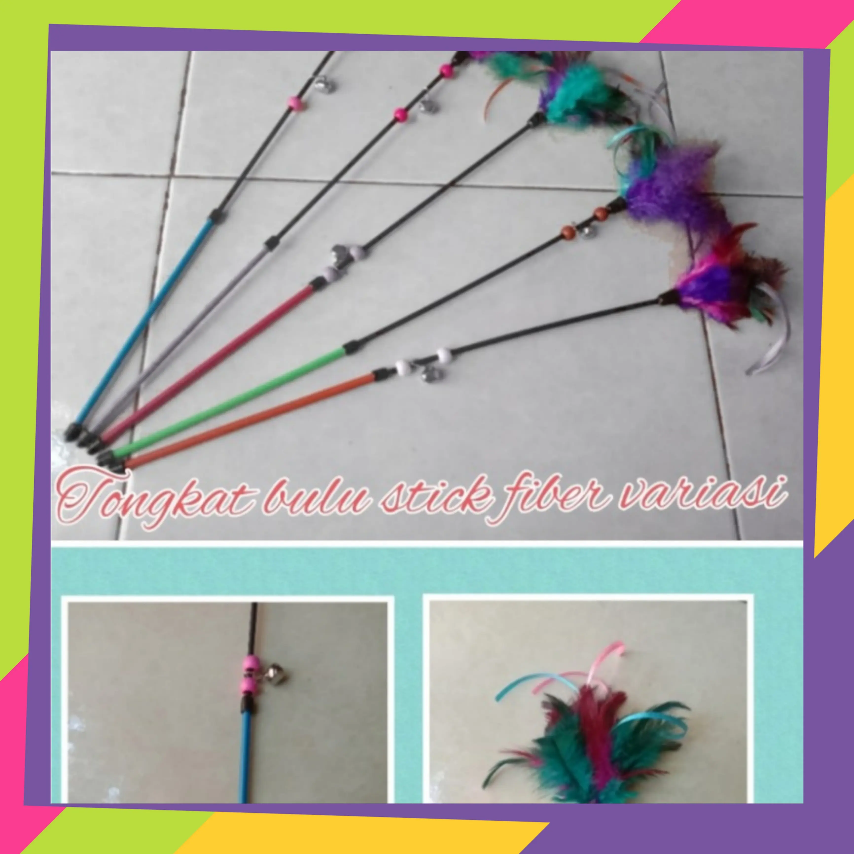 mainan kucing stick bulu variasi - cat toys