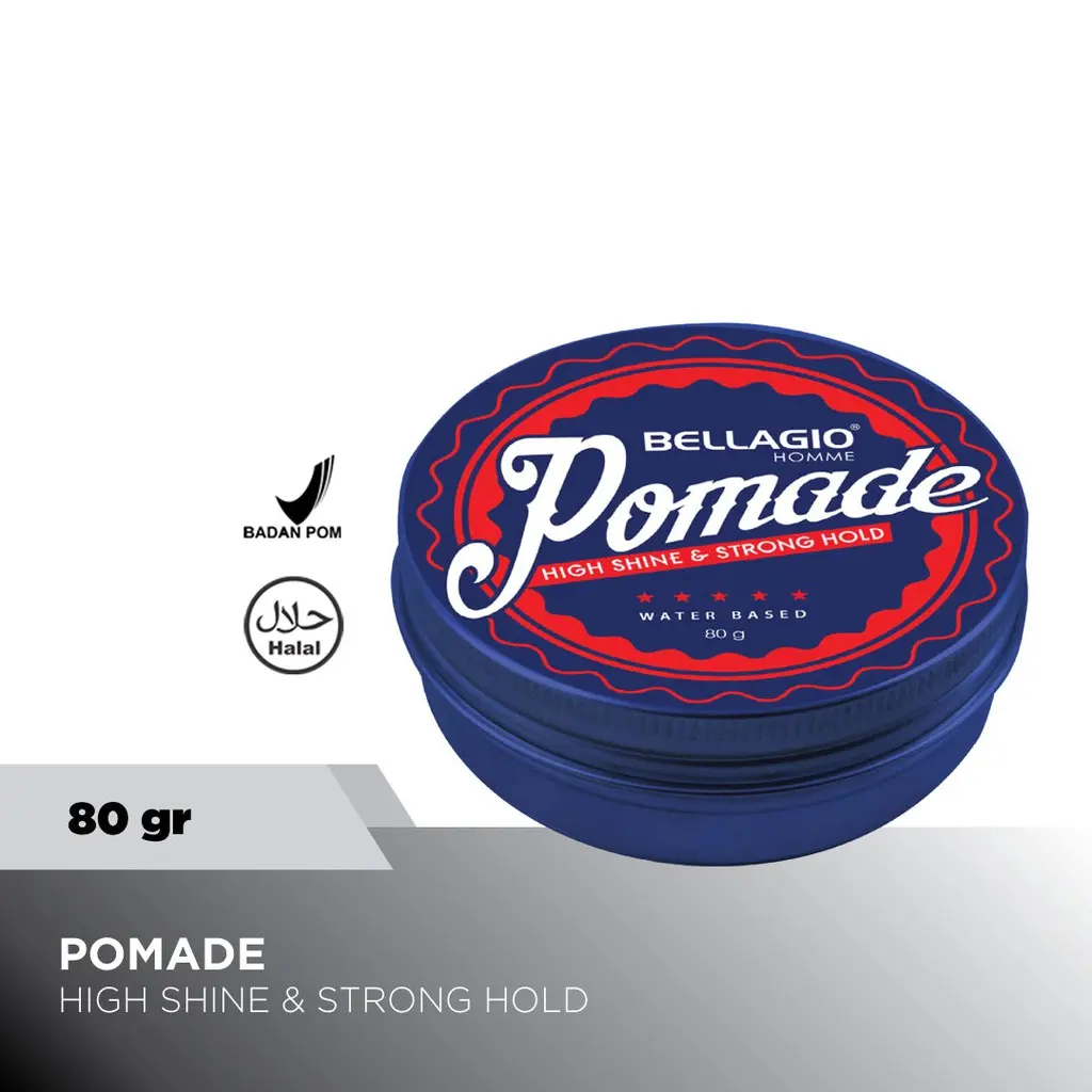 BELLAGIO Homme Pomade High Shine & Strong Hold ( Red ) 80gr Water Base