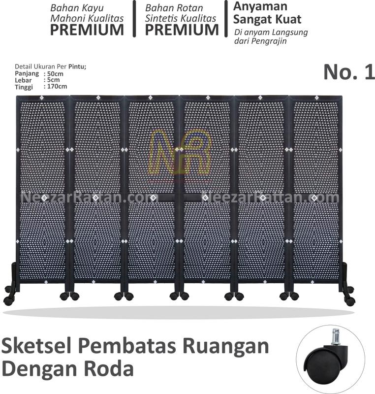 Sketsel Rotan Model No. 1,Pembatas/penyekat/Partisi Ruangan PAKAI RODA ...