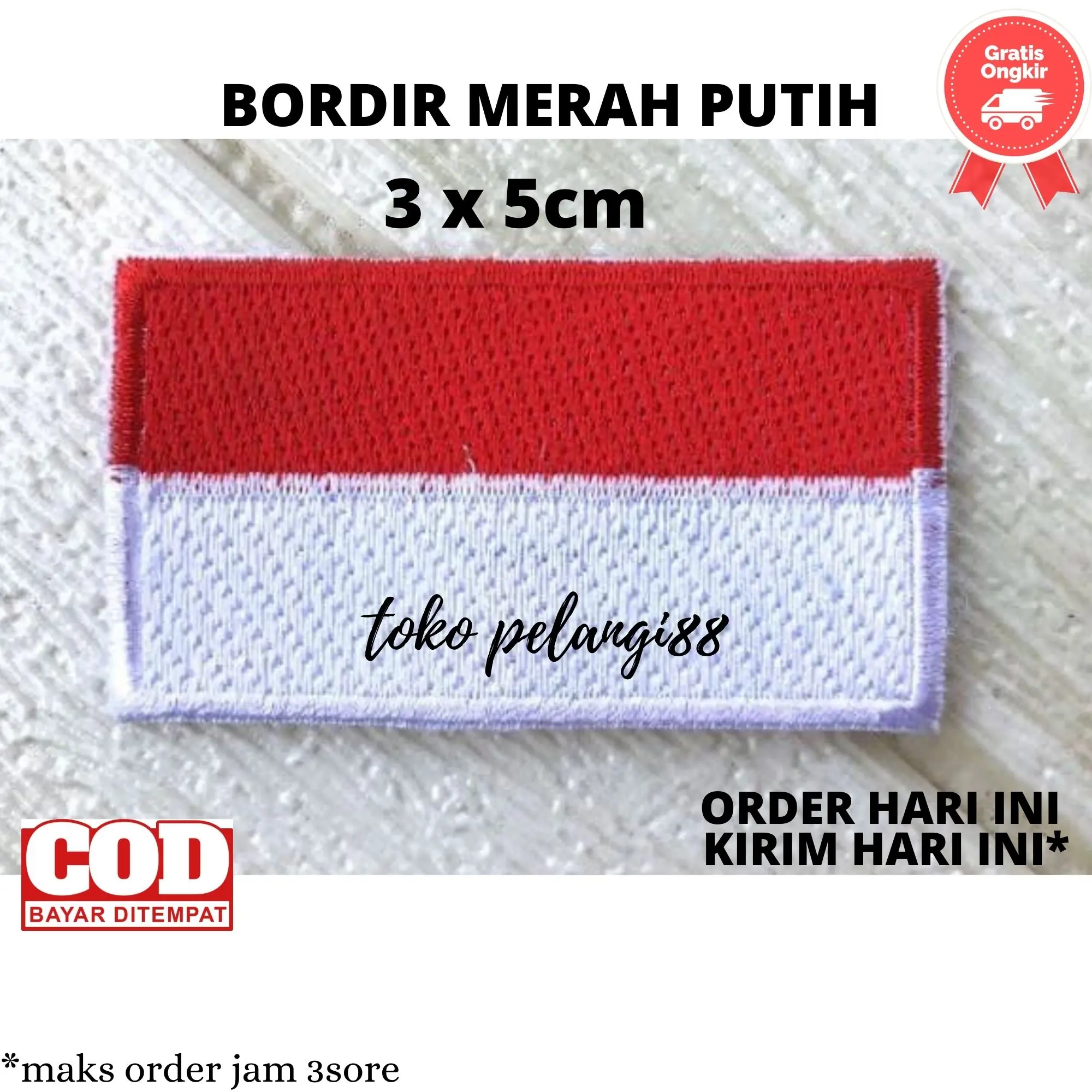 Emblem Bed Merah Putih Bendera Bordir Bedge Bet IndonesiaTermurah