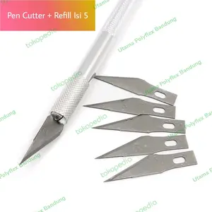 Precision Knife Pen Cutter + Refill 5 Pcs / Pisau Ukir Seni Kerajinan