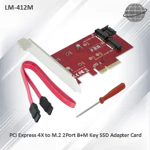 PCI Express PCI-E 4X to M2 2Port B+M Key SSD Adapter Card LM-412M