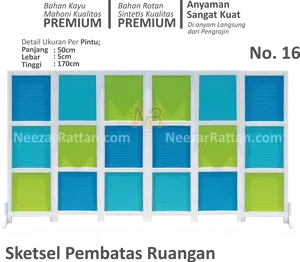 Pembatas No.16 penyekat ruangan sketsel minimalis rotan TANPA RODA