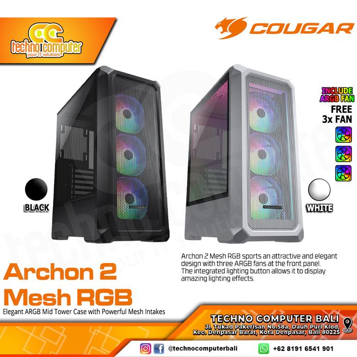 Gambar CASING COUGAR ARCHON 2 MESH RGB - ATX Case Tempered Glass dari Techno Computer Bali Kota Denpasar Tokopedia