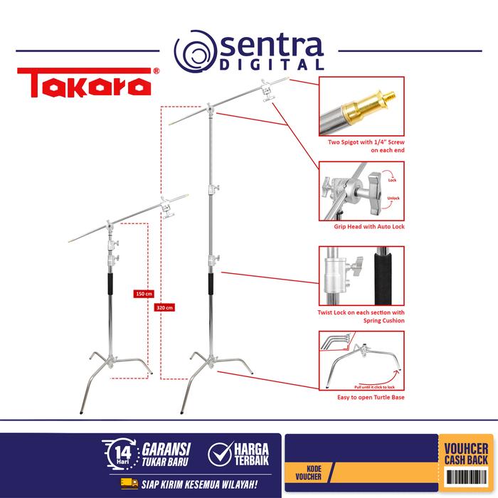 Gambar Takara Spirit Alfa with C-Stand Stainless Steel Heavy Duty - Alfa Only dari Sentra Digital Kota Surabaya Tokopedia