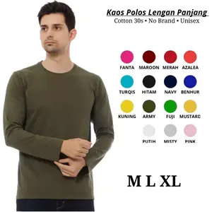 kaos polos lengan panjang pria Katun Combad 30S