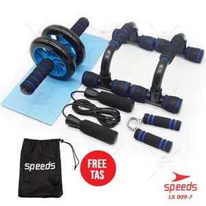 PAKET SET Ab Wheel Roller Push Up Stand skiping handgrip SPEEDS 09-7