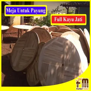 Truk Ekspedisi Meja untuk Tenda Payung Taman Cafe Kayu Jati Minimalis