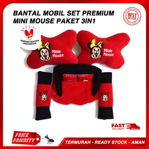 Car Set Bantal Mobil 3in1 / Bantal Mobil / Aksesoris MICKEY MOUSE