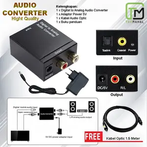 Converter Audio Digital To Analog RCA TOSLINK + Kabel optic 1M