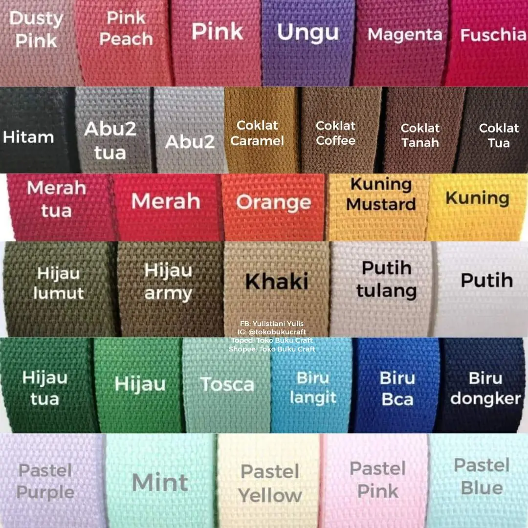 webbing katun import 3,8 (per 5m)