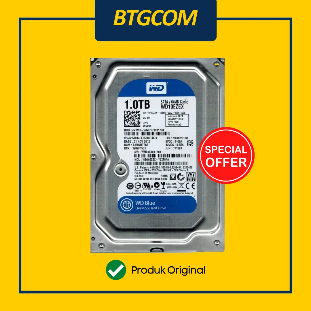 WD Blue 1TB WD10EZEX HDD Harddisk Internal PC 3,5" Inch