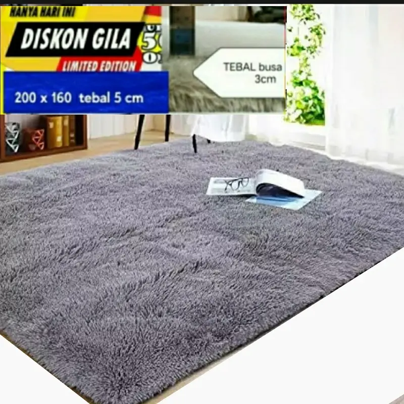 Karpet bulu rasfur Karpet lantai uk 200 x 160 tebal total 5 cm 1