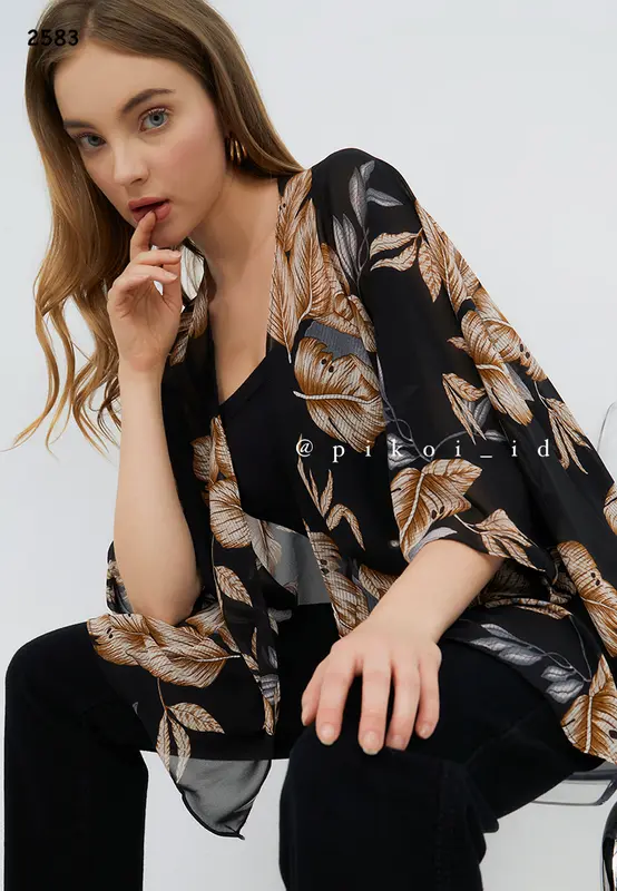 Summer Outer / Cardigan Pantai / luaran kimono / outer ikat / daun 4
