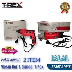 MESIN BOR 10MM DAN GRINDA TANGAN 4" T-REX PAKET HEMAT 2 ITEM NEW ONLY