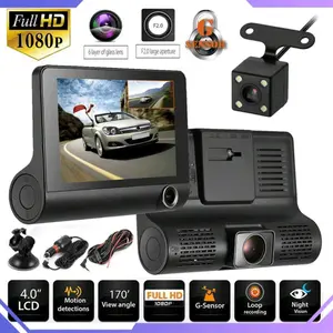 3 Lensa Dashcam 4 Inch CCTV Mobil 1080p Full HD Camera Screen Rear
