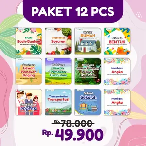 PAKET 12 PCS MINI BOOK MAINAN PENGENALAN PENGETAHUAN EDUKASI ANAK BAYI