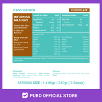 Gambar PURO Mass Gainer Weight Gain Gainer Penambah Berat Badan 300gr - Chocolate dari Puro Indonesia Kota Surakarta 3 Tokopedia